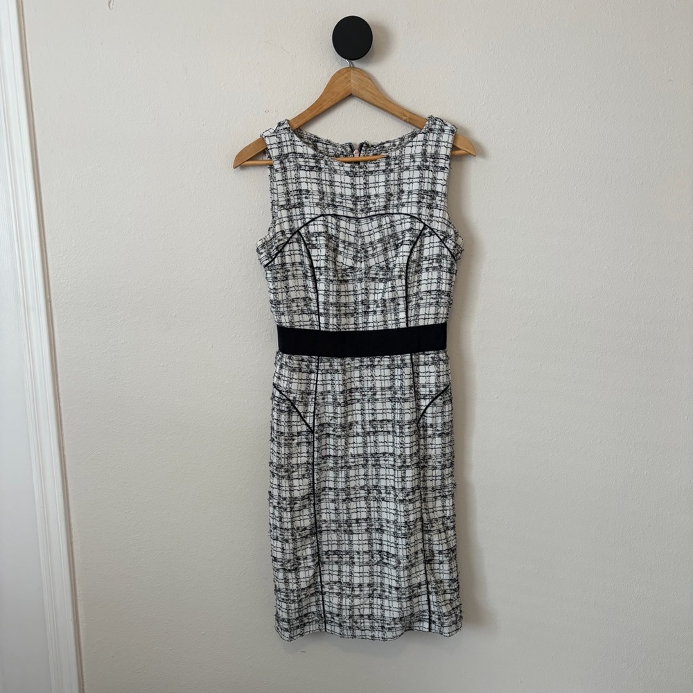 Milly Black White Tweed Dress Sleeveless Size 6